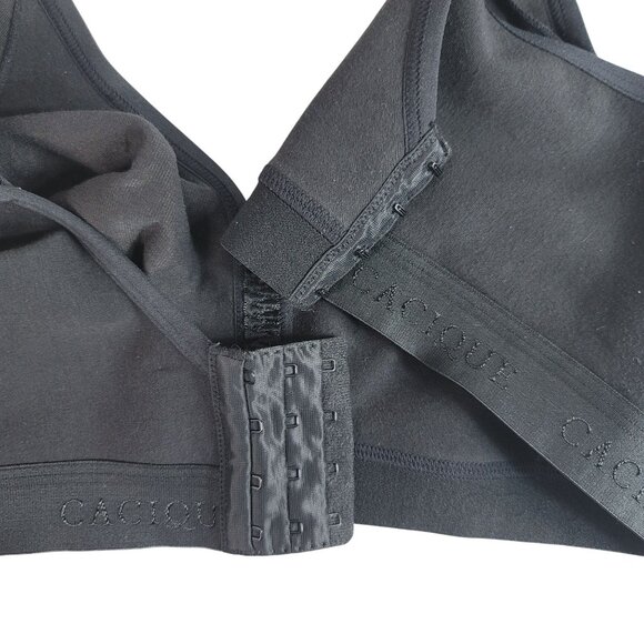 Cacique Unlined Full Coverage No Wire Bra Black 40D Wide Strap Adjust Seamless - Picture 7 of 10